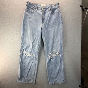 Abercrombie & Fitch Curve Love The Loose High Rise Distressed Jean Light Wash 31